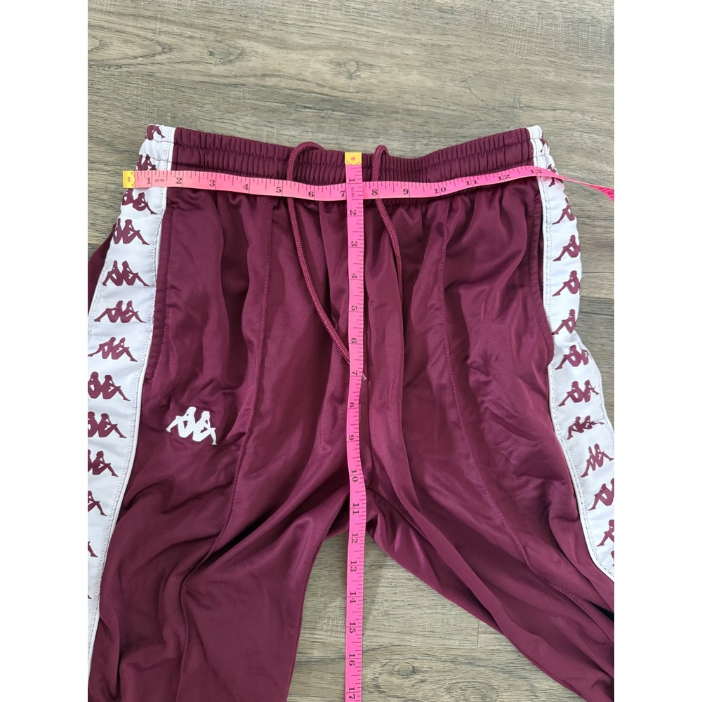 Kappa Y2K Burgundy Logo Tape Track Pants Women's M Zip Ankle Joggers Retro - Picture 13 of 16